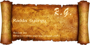Radda György névjegykártya